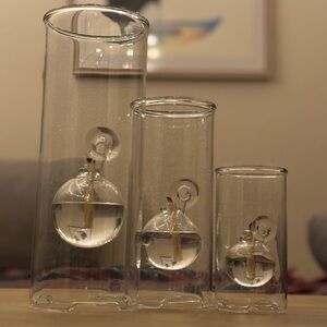 Set of Three Wolfard Oil Lamps 6” 9” and 12”